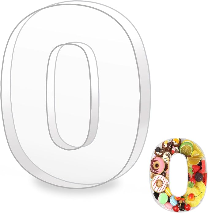 10" O or 0 Clear Acrylic Letter Charcuterie Board Box, Reusable Fillable by Esmorah