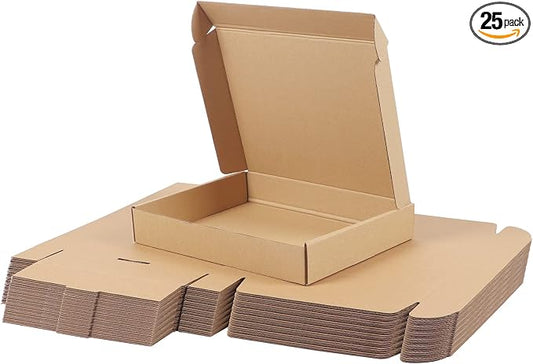 PHAREGE 12x9x2 inch Shipping Boxes Bulk 25 Pack Brown, Tab Lock Tuck Top Mailer by PHAREGE