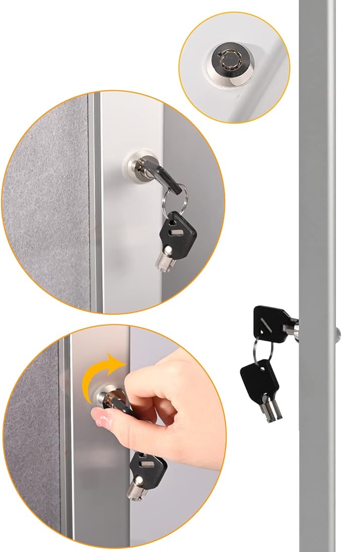 Locking Enclosed Bulletin Board Aluminum Memo Board Wall Mount Noticeboard with Rubber Seal Tamperproof Single Door Display Case for Indoor Or Outdoor Use, 26.8×20 in-DeskLoop Office