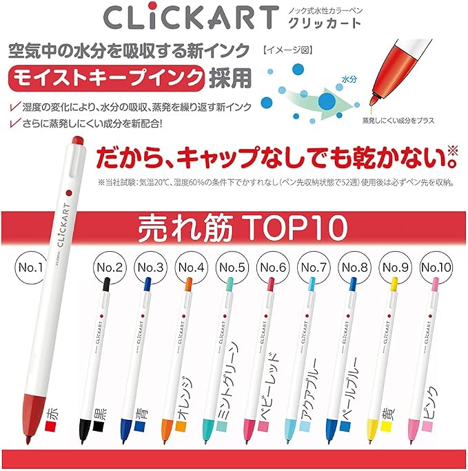 Zebra WYSS22-10C Water Based Pen, 10 Color Set - Image 2