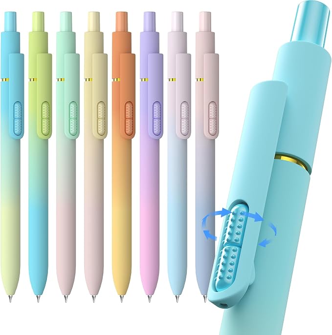 0.7mm Gel Pens Black Ink, 8 Pack Retractable Pens - Image 9