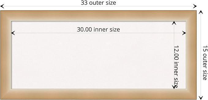 Amanti Art White Cork Board for Wall, 15x33 Vision Board with Gold Frame, Medium Corkboard Office Decor for Home Organization, Modern Contemporary Corkboard Pinboard to display items for home-DeskLoop Office