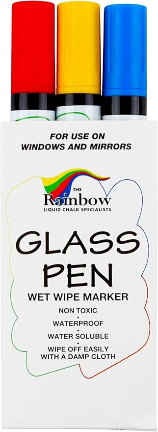 Glass Pen Window Marker: Liquid Chalk Pens for Glass, Whiteboard Markers with Washable Paint - Graduation, Car Windows, Mirror Pen, Storefront, Wedding, Parade, Party & Holiday (3 Pens - Fine Tip)-DeskLoop Office