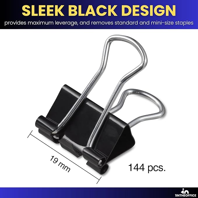 1InTheOffice Small Binder Clips, Paper Clamps, 144 Pack - Image 4