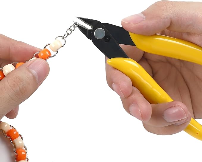 HongWay 5pcs Micro Flush Cutters, Wire Cutter with Internal Spring, Diagonal Cutters for Electronics, Heating Wire, Model Sprue, Soft Copper Wire Snips, 5 Inches, Yellow-DeskLoop Office