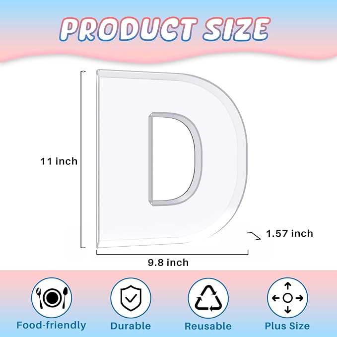 11" Acrylic Letter Charcuterie Box, Reusable Fillable Alphabet Number Shaped - Image 2