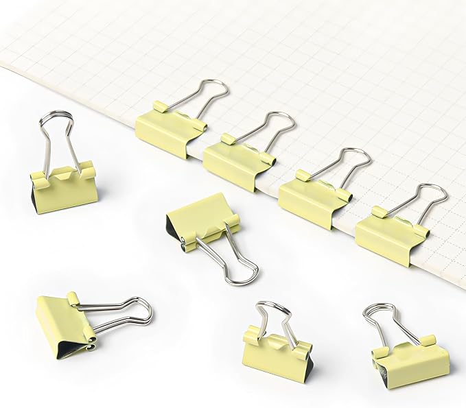 50 Pack Small Yellow Binder Clips 3/4 Inch, Colored Little Paper Clamps - Image 4