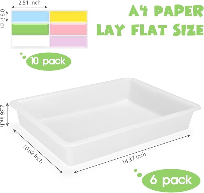 ShineMe Turn in Trays Classroom, 6 Pack White Paper Trays - Image 2