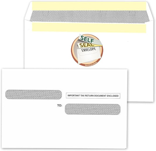 NextDayLabels - W-2 Tax Forms Double Window Security Envelopes by NextDayLabels
