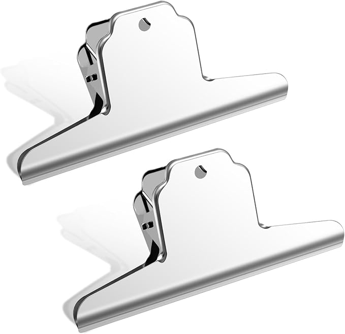 2 Pack Dog Food Bag Clip, 6.3 Inch Extra Large Stainless Steel Metal Bag Clips by Cuteabc