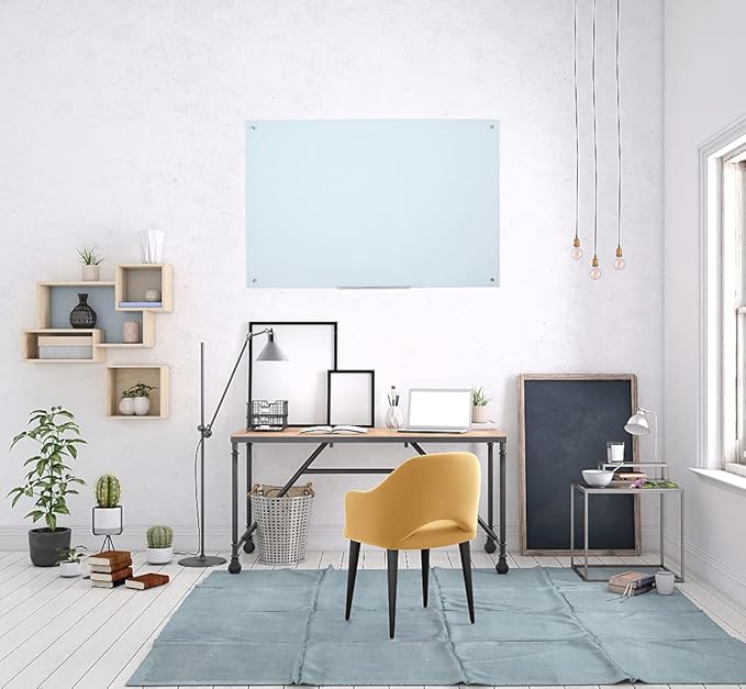 Glass Dry Erase Board - Large Magnetic Whiteboard with Frameless Mounting, Premium Tempered Glass Surface & Accessory Tray - Perfect for Office, Classroom, or Home (48" x 36")-DeskLoop Office