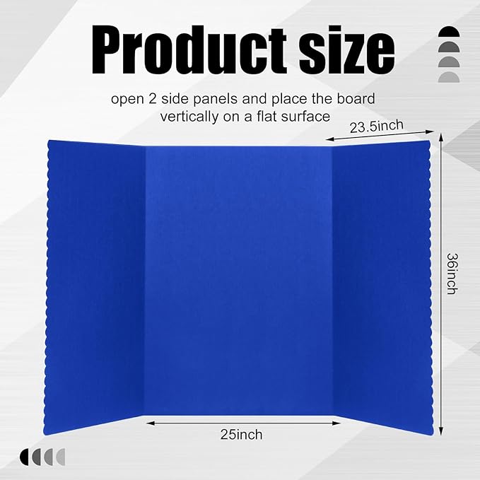 Paterr Trifold Poster Board with Storage Bag, Hook and Loop Fabric, Foldable 3 Panel Presentation Board for Science Fair and Exhibitions(Dark Blue,72 x 36 Inch)-DeskLoop Office