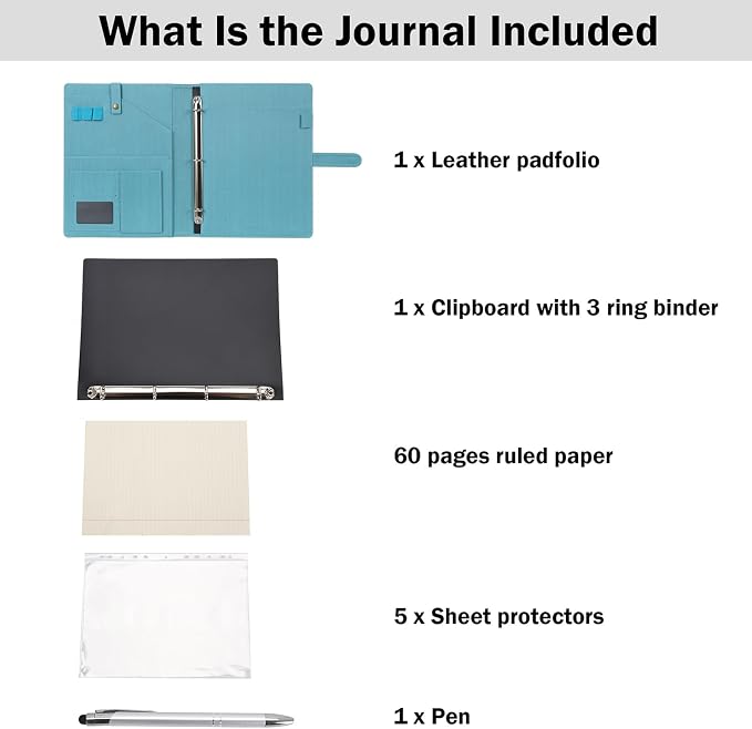 Wonderpool A4 PU Leather Portfolio Holder Ring File Document Case - Image 3