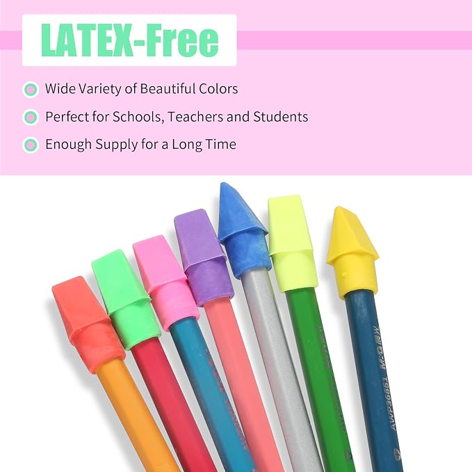 300 Pack Pencil Top Erasers Bulk 10 Colors and Cap Erasers - Image 7