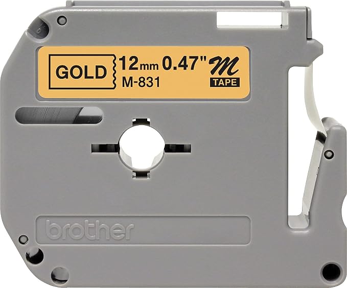 Brother Tape Cartridge 0.5IN Wide, Non-laminated Black on Gold - Image 2