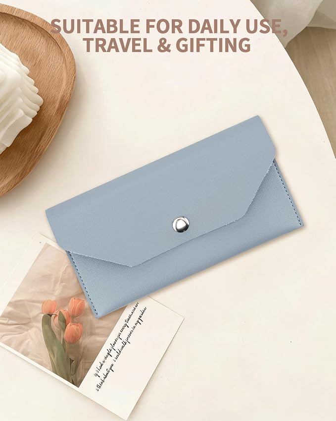 1 Pieces Money Saving Binder, Light Blue PU Leather Cash Envelopes Cash Wallet - Image 6