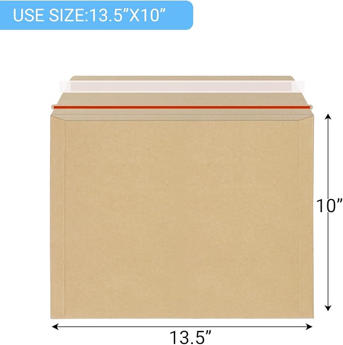 zmybcpack 25 Pack 10x13.5 inch Kraft Rigid Mailer Self Seal Photo Document - Image 2