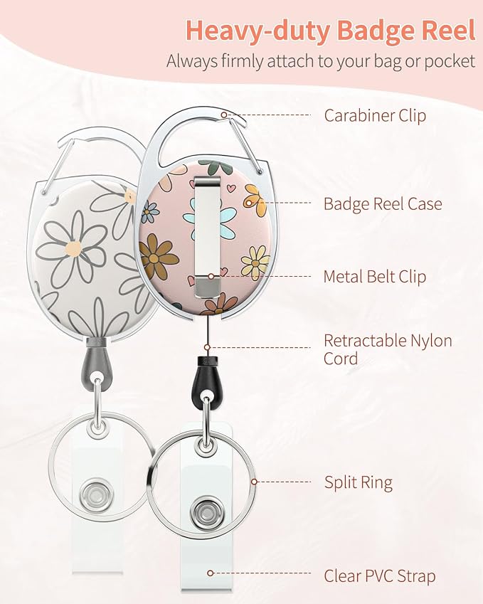 Uniclife 2 Pack Floral Sliding Badge Holder Vertical Flower Plastic Card Case - Image 3