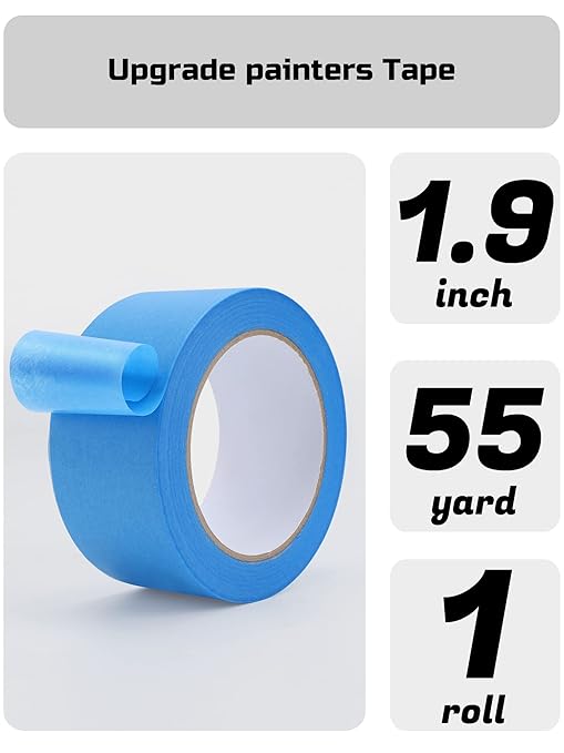 Lichamp Blue Painters Tape, 1 Pack 1.9 inch by 55 Yards Paper Tape, Blue Tapes for Crafts Arts-DeskLoop Office