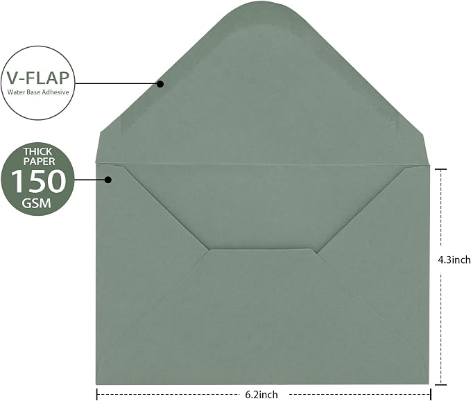 Sage Green Envelopes 4 x 6 Inch, 50 Pack, A4 Size Blank 4 1/4” X 6 1/4” - Image 3