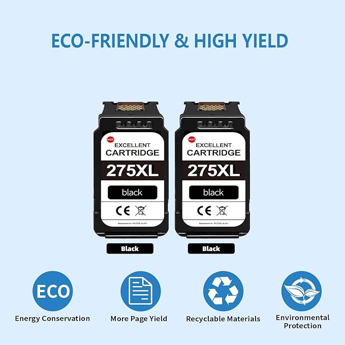 275XL Black Ink Cartridges (2-Pack)- Replacement for PG-275 Ink Cartridges for Canon Printers Compatible for TR4700 TR4720 TS3522 TS3722 TR4722 TS3500 TS3520 TS3720 TR4723 TR3700 TR4722-DeskLoop Office