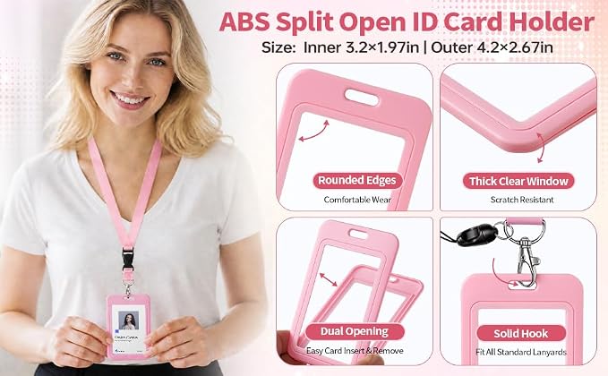 ID Badge Holder with Retractable Reel & Detachable Lanyard Clip, Double-Sided - Image 6