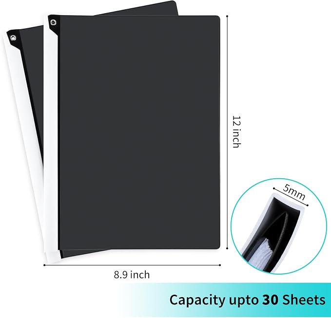 Clear Report Covers with Swing Clip, 5 Pack, 30 Sheet Capacity A4 Size File - Image 2