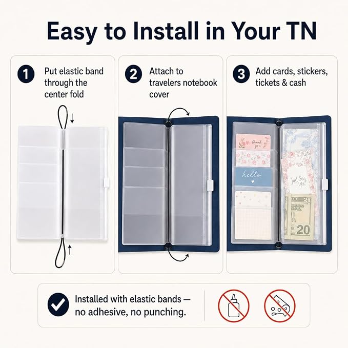 Clear Zipper Pocket for Travelers Notebook, 4 Insert Passport Size Pouch Refill - Image 4