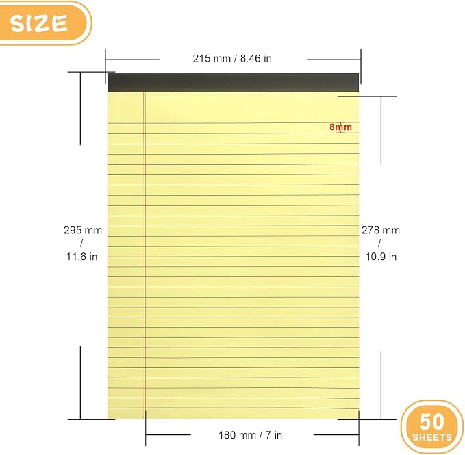 ZZTX Legal Pads 8.5 x 11 Inch Yellow Writing Notepad, Lined Writing Pads - Image 2