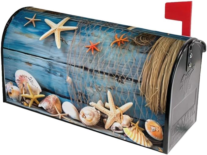 Starfish Summer Beach Welcome Magnetic Mailbox Cover, Mailbox Wrap Decorative by Ouqiuwa