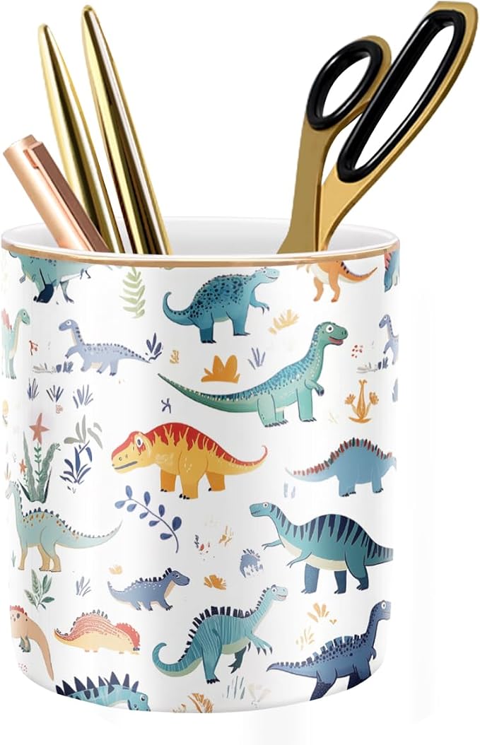 Pen Holder, Pencil Cup for Desk, Cute Makeup Brush Holder, Durable Ceramic by WAVEYU