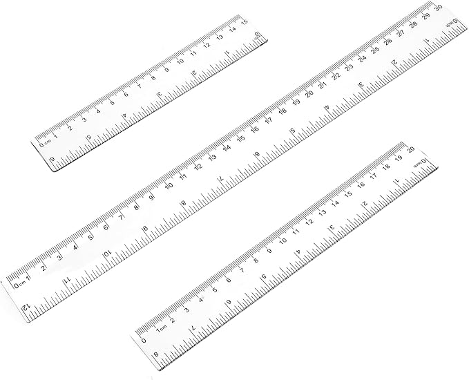 3 Pack 6 Inch 8 Inch 12 Inch Ruler Set Plastic Straight Ruler Transparent by KALIONE
