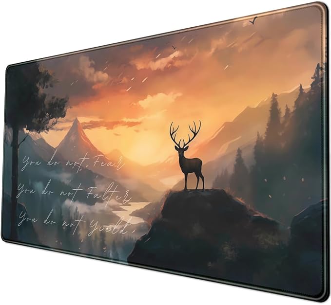 Misty Forest Desk Pad Mat Anime Mouse Pad Gaming Playmat, Large Mouse Pad Deer Desk Mouse Laptop Keyboard Pad Computer Mats for Desktop Full Desk Mouse Pads Office Desk Game(31.5x15.8 in)-DeskLoop Office