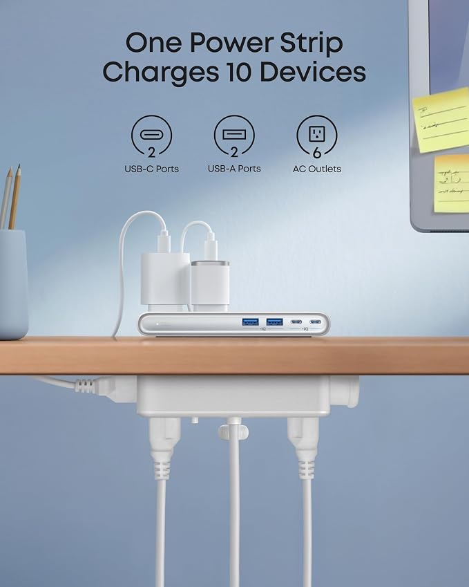 Anker Nano Power Strip, Desk Clamp, 70W Max, 1500J Surge Protector, 2 USB C | - Image 4