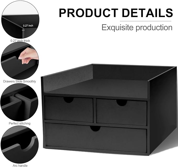 Charmewooden Bamboo Desk Organizer 3 Drawer - Image 6