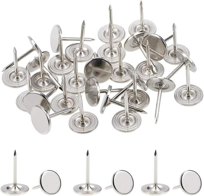 100pcs Upholstery Thumb Tacks for Wall, 7/16 Inch Wood Thumb Tacks, Upholstery by Unknown