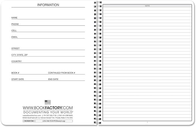 BookFactory Receipt Log Book/Business Purchase and Returns Tracking Journal - Image 2