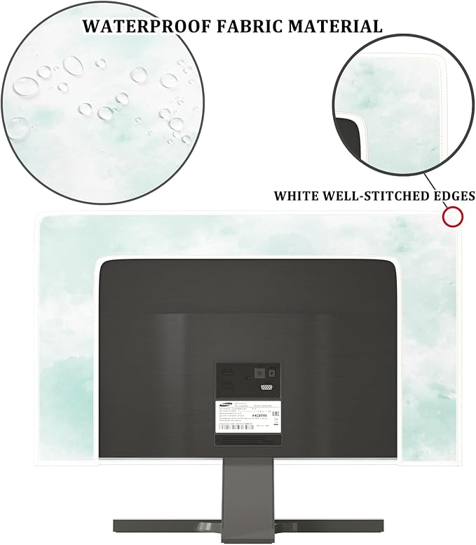 Baocicco Abstract Watercolor Waterproof TV Display Screen Cover 65 Inch Cyan - Image 3