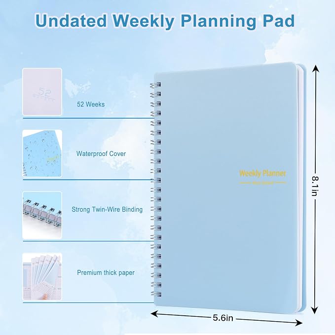 Undated Weekly Planner with Goal & Habit Tracker Notebook, Small A5 To Do List - Image 4