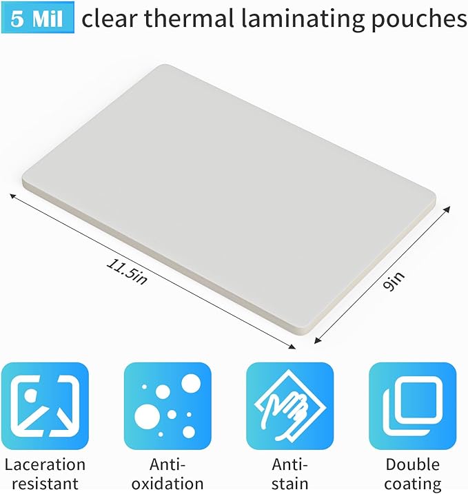 (5 Mil) 50 Pack Laminating Sheets, Thermal Laminating Pouches Holds 8.5 x 11 Inch, 5 Mil Clear Laminator Paper 9 x 11.5 Inch, Letter Size, for Education,Documents, Certificate-DeskLoop Office