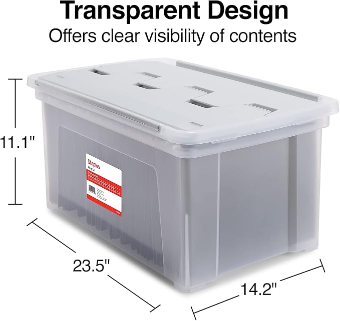 STAPLES Hanging File Folder Box, Storage Bin Organizer, Wing Lid, Letter Size - Image 5