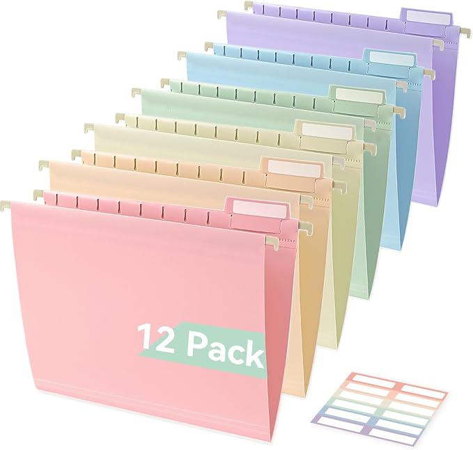 SortRax Plastic Hanging File Folders, Sturdy & Tear-Resistant, Letter Size by SortRax