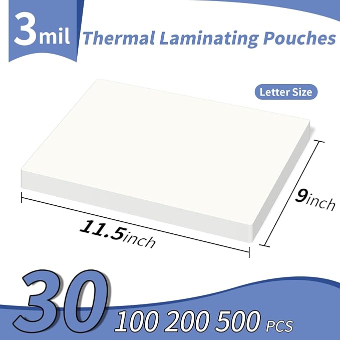 3 mil Thermal Laminating Sheets 30 Packs, 9” x 11.5” Clear Laminating Pouches Holds 8.5 x 11 Inch Sheet, Letter Size Lamination Paper for Laminator - Rounded Corner-DeskLoop Office