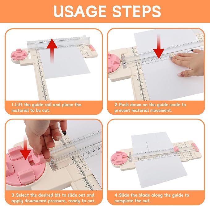 Paper Cutter for Craft, 4-in-1 Paper Trimmer, Perforated & Creasing Blades for - Image 2