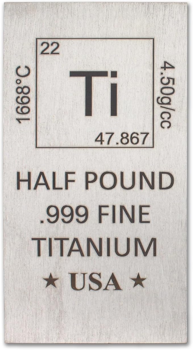 1/2 lb Half Pound Titanium Bar .999 Pure Paperweight | Element Design - Image 2