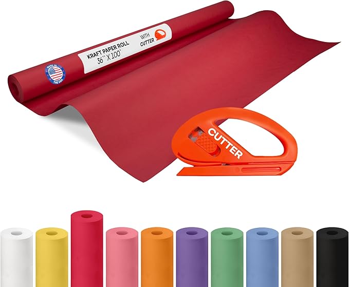 Christmas Red Kraft Paper Roll 36" x 1200" by IDLPackaging