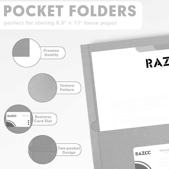 Two Pocket Folders, RAZCC 75 Pack 2 Pocket Folders Fit Letter Size Paper - Image 3