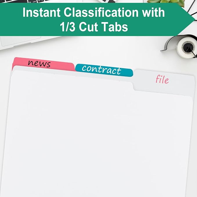 pmybupo 18pack White File Folders, 1/3 Cut Tab - Image 3