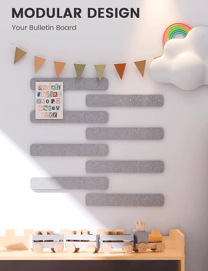 Fluxynara Cork Board Alternative Felt Strip Board 8-Pack 13"x2", Office Pin - Image 5
