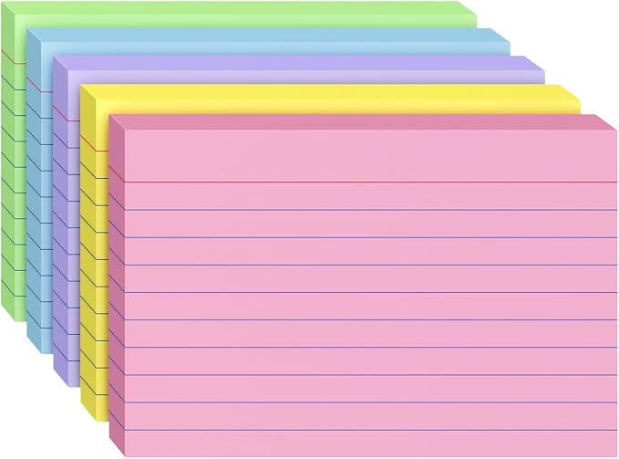 Index Cards 4x6, 200 Sheets, Ruled Color Flash Cards by Ciphyfee